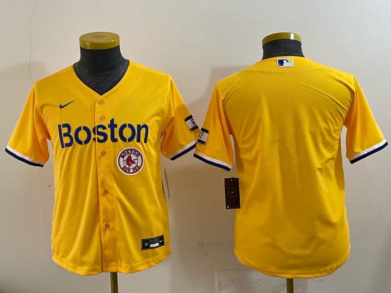 Youth Boston Red Sox blank yellow 2025 Nike MLB Jersey 03
